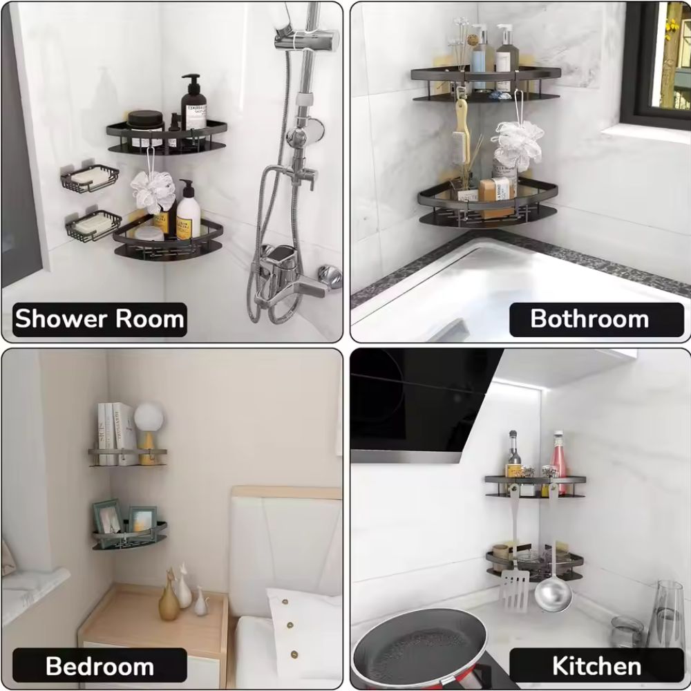 Aqua Curve Shower Caddy | Rustproof Aluminium, Wall-Mounted