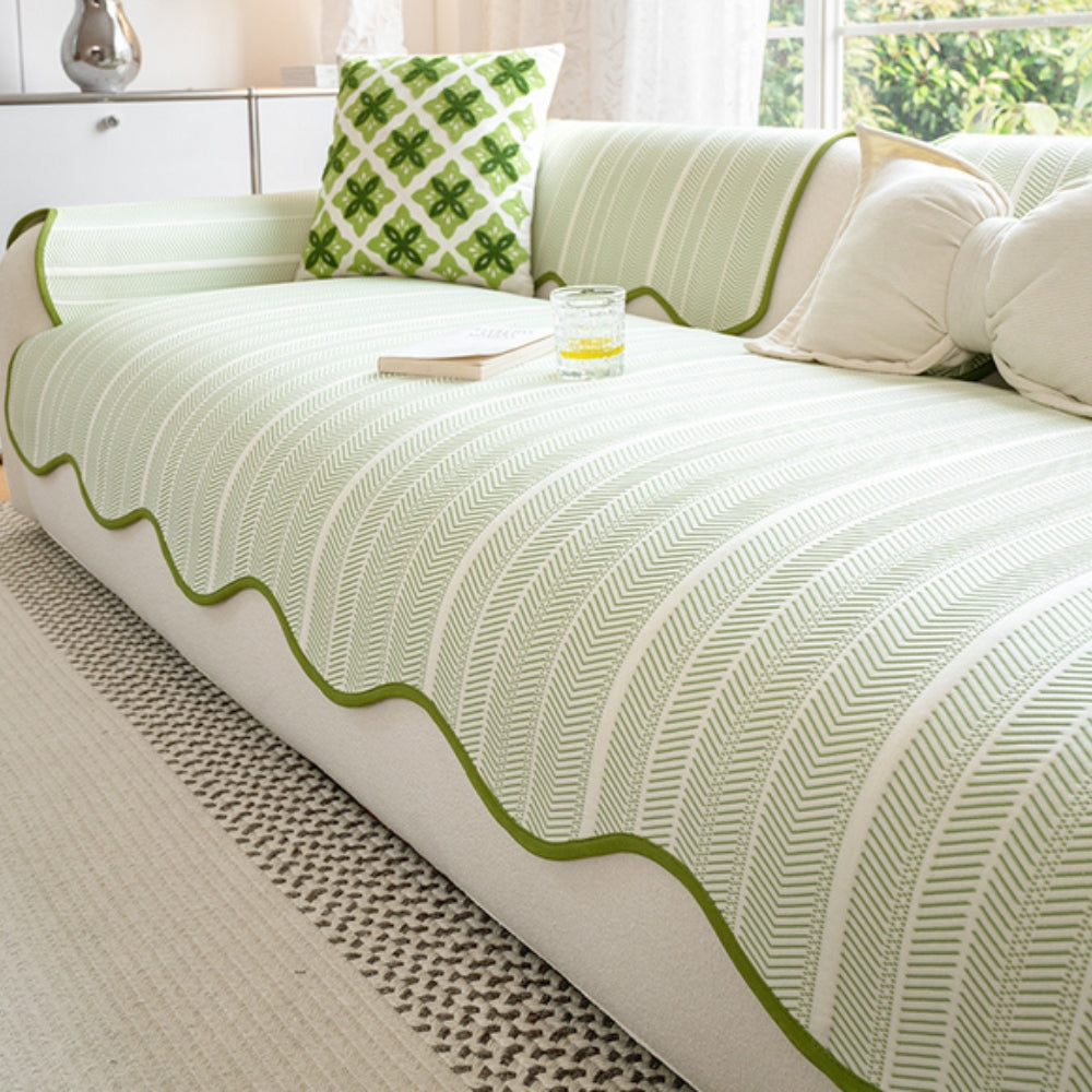 Aurelia Sofa Cover | Herringbone Pattern, Soft Microfiber for Pets 1