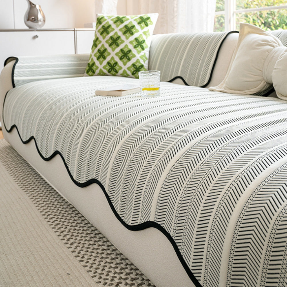 Aurelia Sofa Cover | Herringbone Pattern, Soft Microfiber for Pets 2