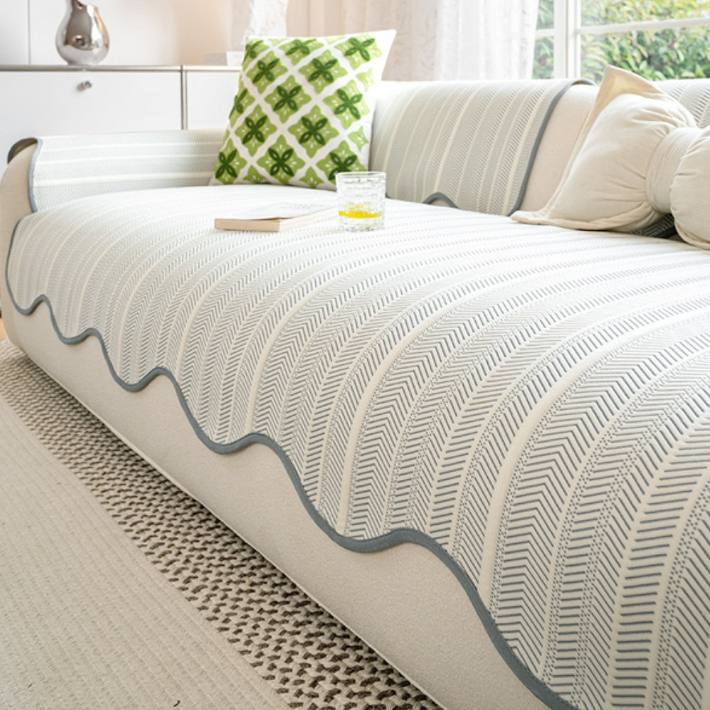 Aurelia Sofa Cover | Herringbone Pattern, Soft Microfiber for Pets 3