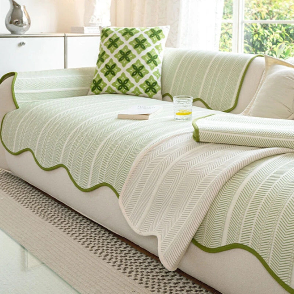 Aurelia Sofa Cover | Herringbone Pattern, Soft Microfiber for Pets 4