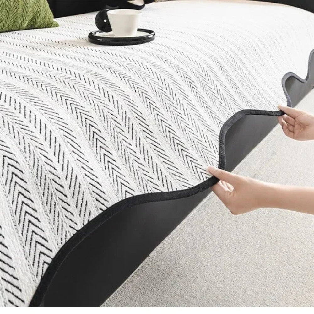 Aurelia Sofa Cover | Herringbone Pattern, Soft Microfiber for Pets 5