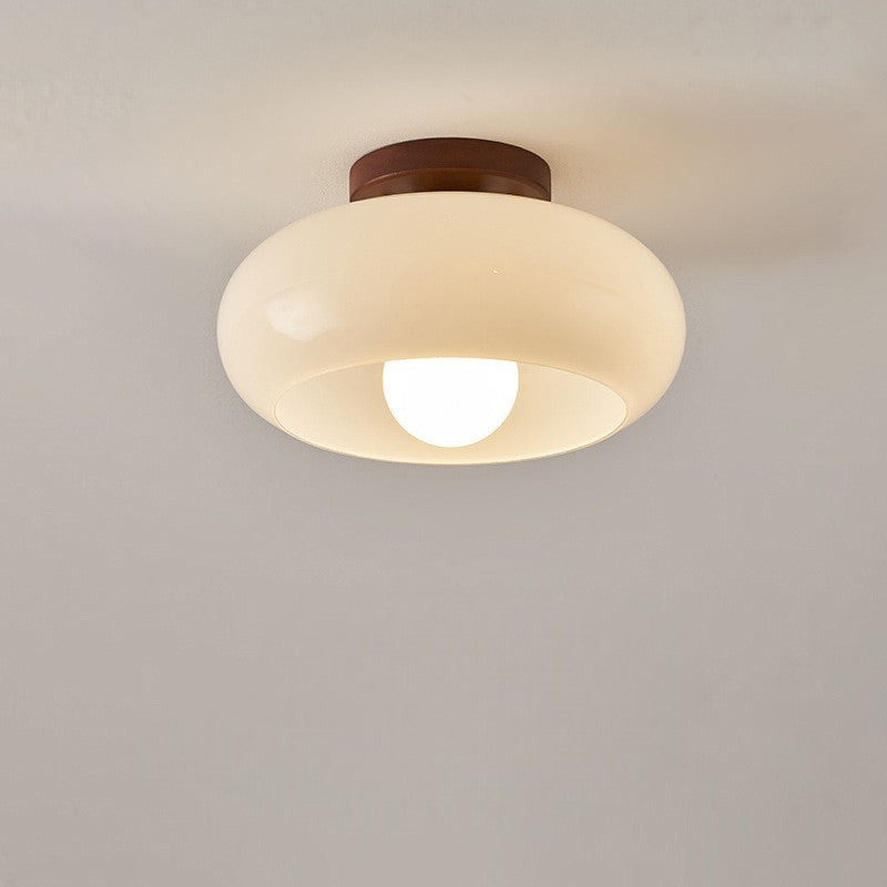 Blythe Flush Mount Ceiling Light | Cream Glass Shade, LED Illumination