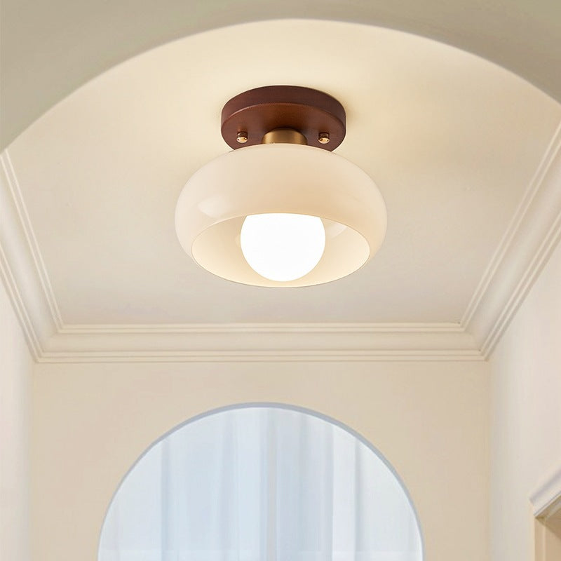 Blythe Flush Mount Ceiling Light | Cream Glass Shade, LED Illumination