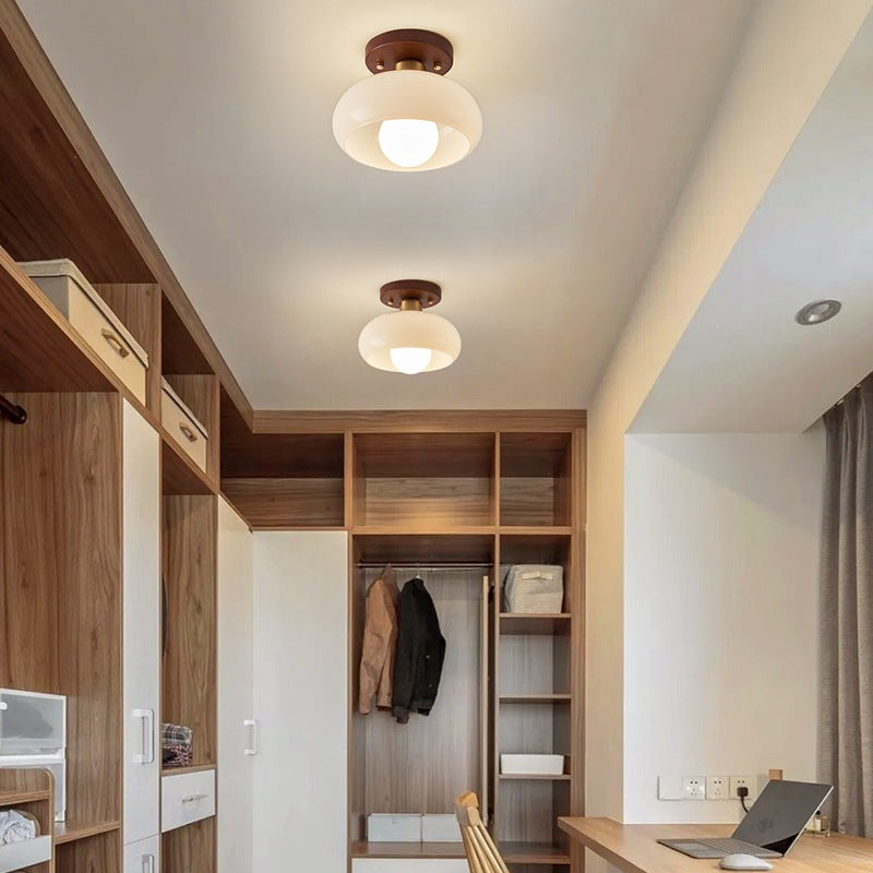 Blythe Flush Mount Ceiling Light | Cream Glass Shade, LED Illumination