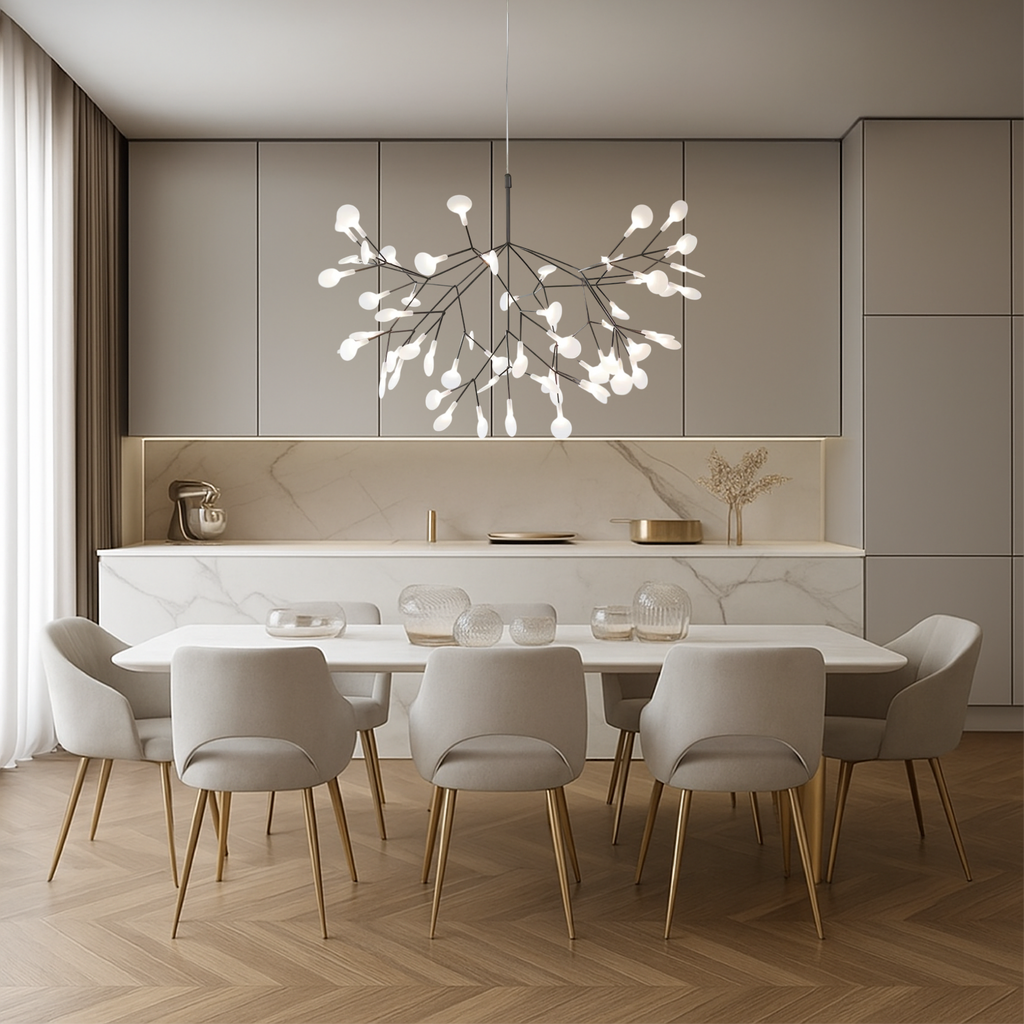 Branwen Chandelier | Modern LED Glass Globe, Adjustable Height