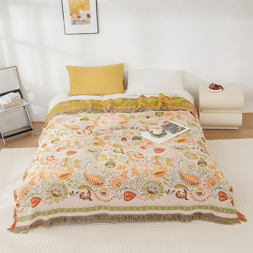 Breezy Reversible Blanket | Cotton Gauze, Boho Floral Design