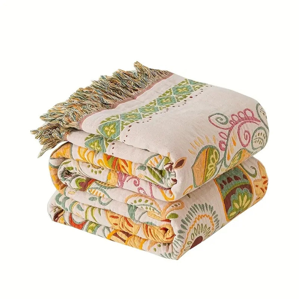 Breezy Reversible Blanket | Cotton Gauze, Boho Floral Design