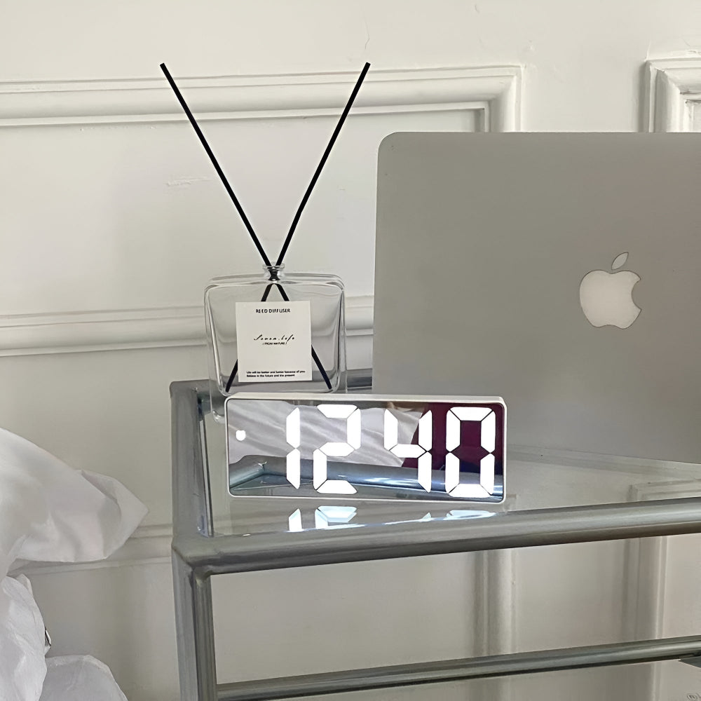 Daxon LED Mirror Alarm Clock | Dual Power, Adjustable Snooze, Digital Display
