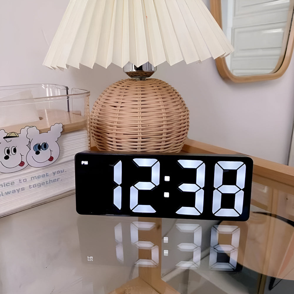 Daxon LED Mirror Alarm Clock | Dual Power, Adjustable Snooze, Digital Display