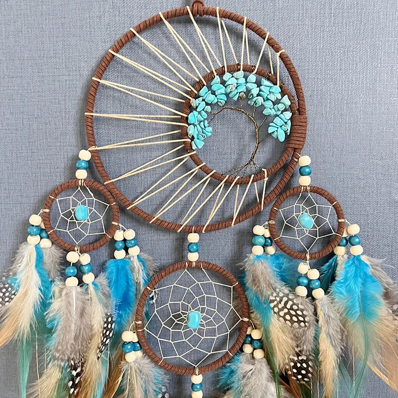 Dorian Dream Catcher Wall Art | Vintage Design with Natural Stone and Tree of Life