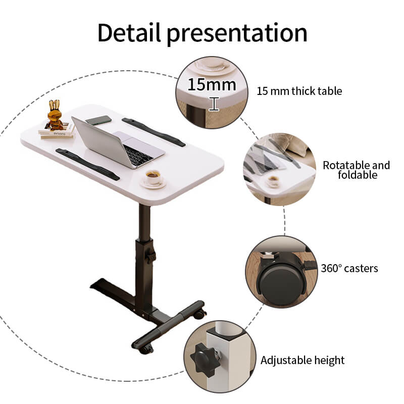 Fiora Overbed Table | Adjustable Height, Foldable, 360° Wheels