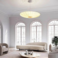 Gleam Modern Chandelier | Pleated Fabric Shade, Adjustable Hanging Wire