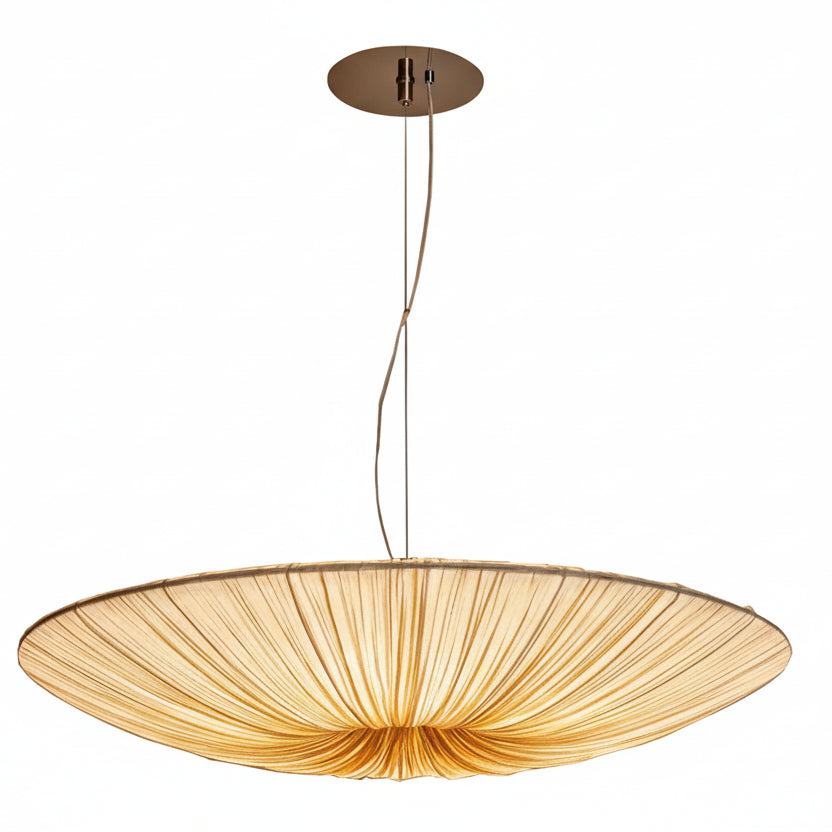 Gleam Modern Chandelier | Pleated Fabric Shade, Adjustable Hanging Wire