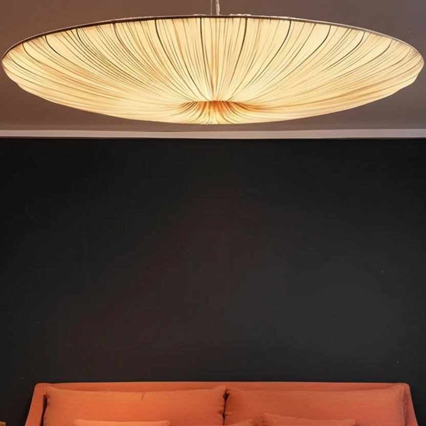 Gleam Modern Chandelier | Pleated Fabric Shade, Adjustable Hanging Wire