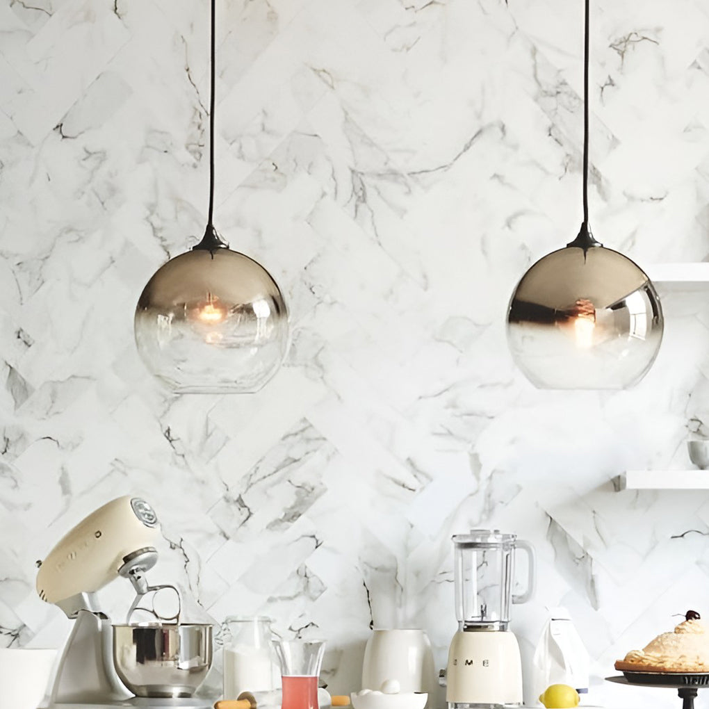 Gleam Pendant Light | Smokey Glass Globe for Kitchen Island Lighting