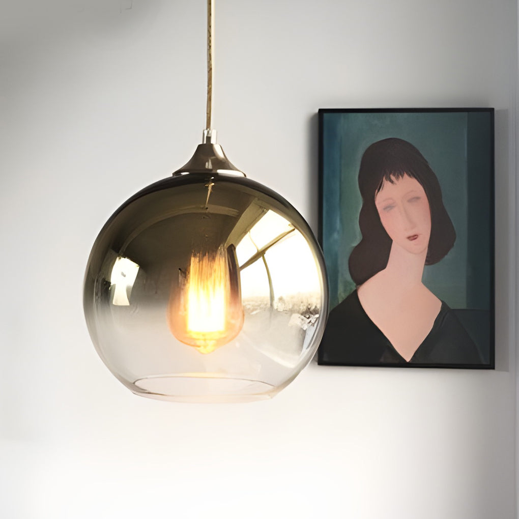 Gleam Pendant Light | Smokey Glass Globe for Kitchen Island Lighting