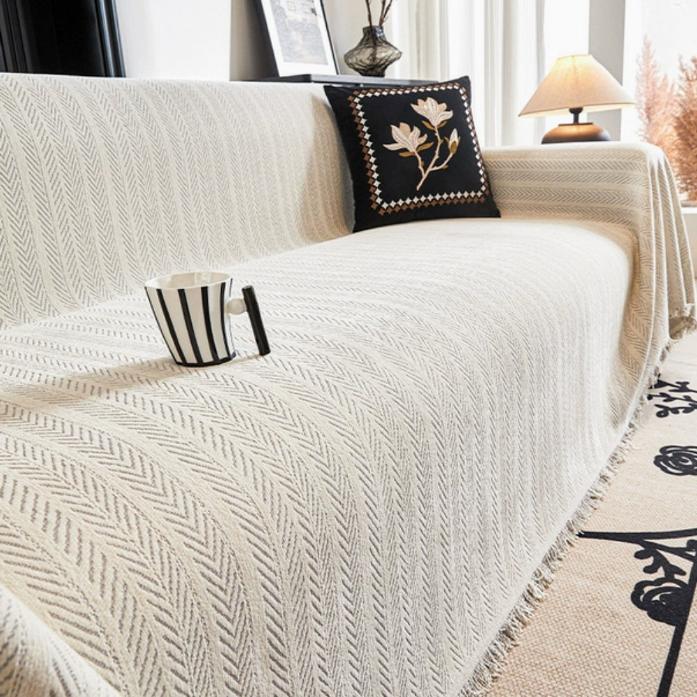 Haven Chenille Sofa Cover | Non-Slip, Pet-Friendly Herringbone Design