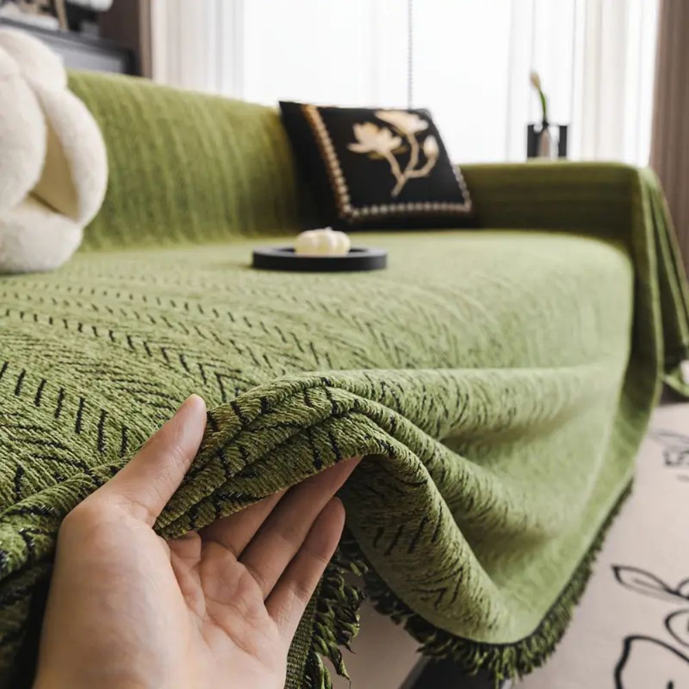 Haven Chenille Sofa Cover | Non-Slip, Pet-Friendly Herringbone Design