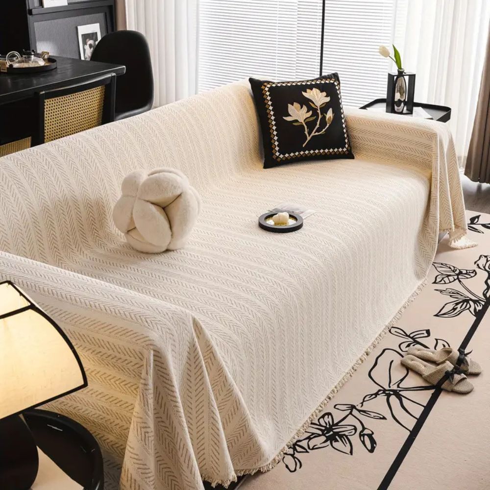Haven Chenille Sofa Cover | Non-Slip, Pet-Friendly Herringbone Design
