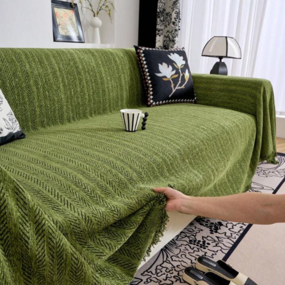 Haven Chenille Sofa Cover | Non-Slip, Pet-Friendly Herringbone Design