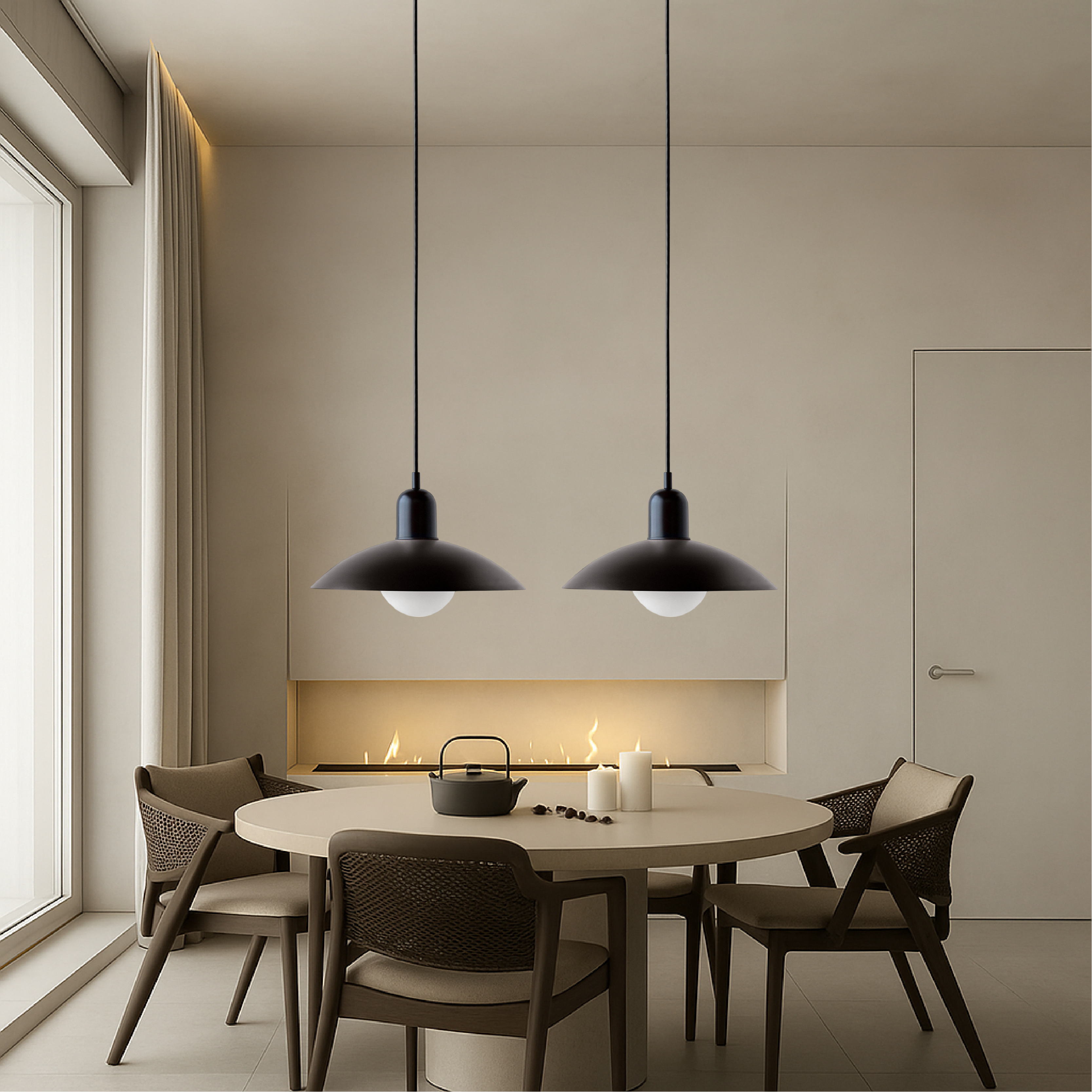 Haven Pendant Lighting | Curved Metal Shade, Adjustable Height for Kitchen Island