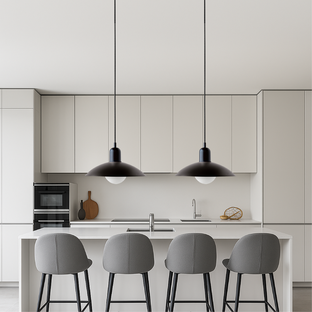 Haven Pendant Lighting | Curved Metal Shade, Adjustable Height for Kitchen Island