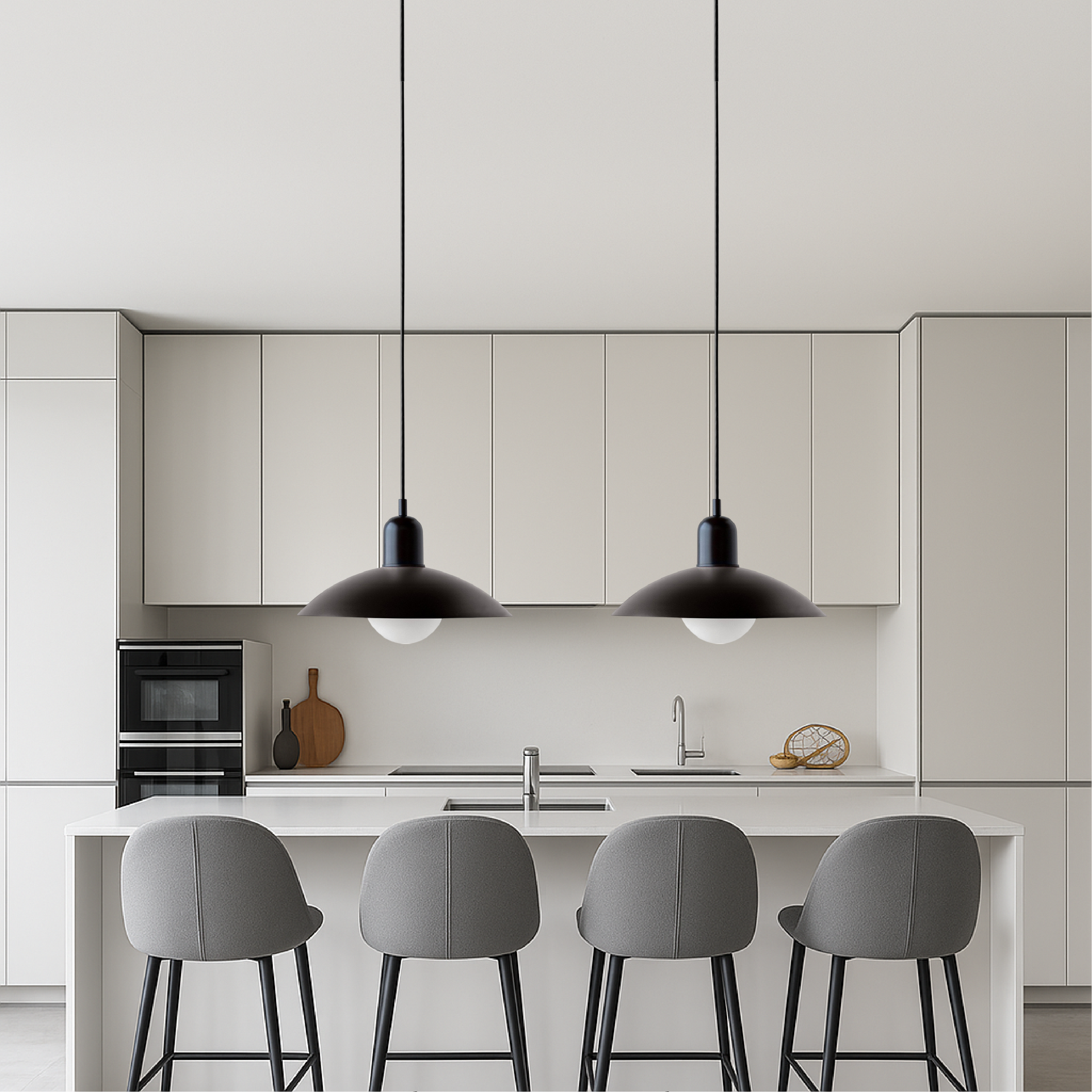 Haven Pendant Lighting | Curved Metal Shade, Adjustable Height for Kitchen Island