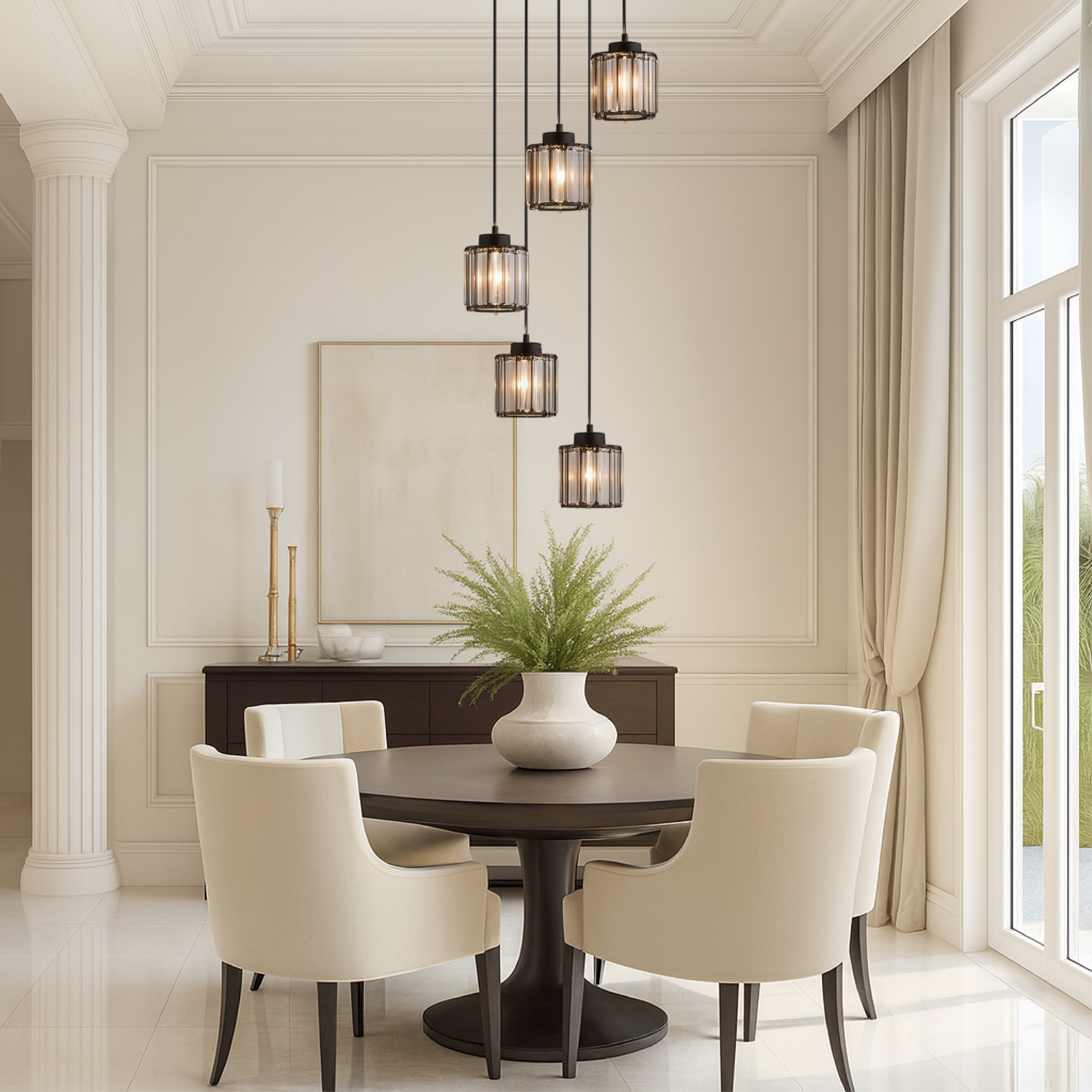 Iris Pendant Light | 5-Tier Glass Cascade, Adjustable Height
