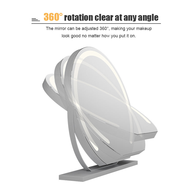 Liora LED Vanity Mirror | Smart Touch, 360° Rotatable, Rechargeable