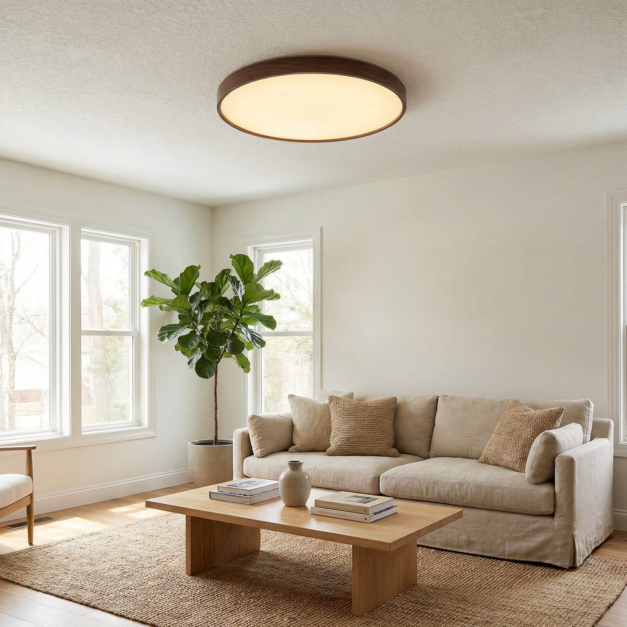 Liora Round Flush Mount Ceiling Light | 40CM, 48W LED, Three-Color Dimming