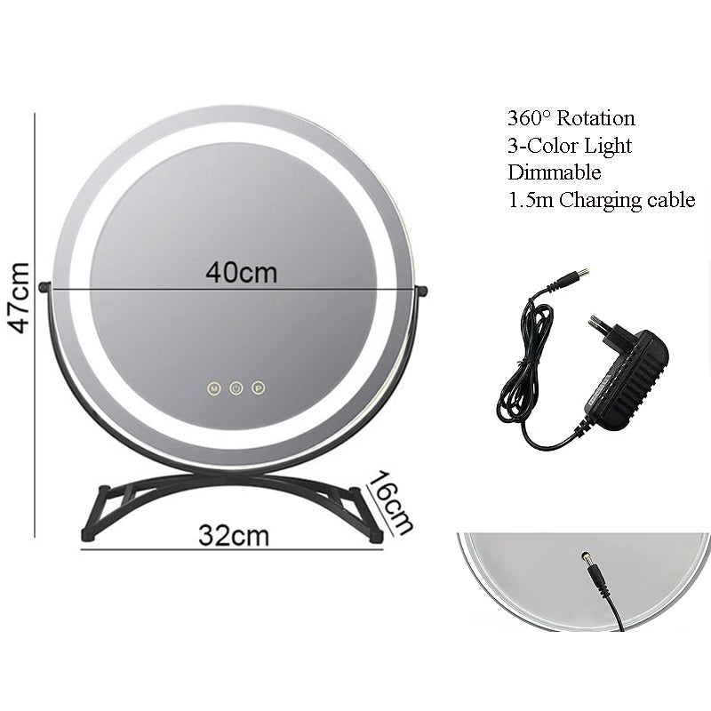 Liora Vanity Mirror | Touch Control, 360° Rotation, Adjustable LED Light Up Mirror