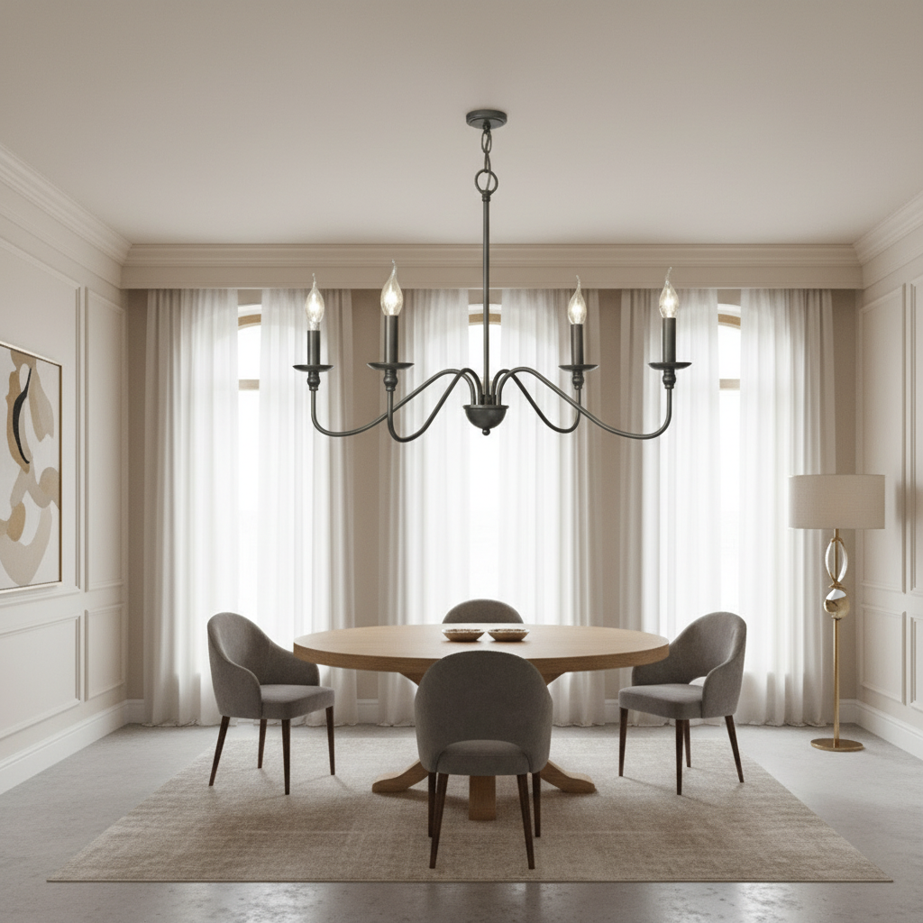Luna Black Chandelier | Retro Metal Frame, Gold Accents