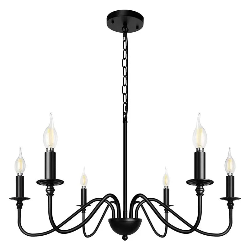 Luna Black Chandelier | Retro Metal Frame, Gold Accents