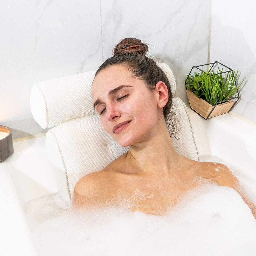 Luxevo Soaking Tub Pillow | Ergonomic 3D Mesh, Non-Slip Design