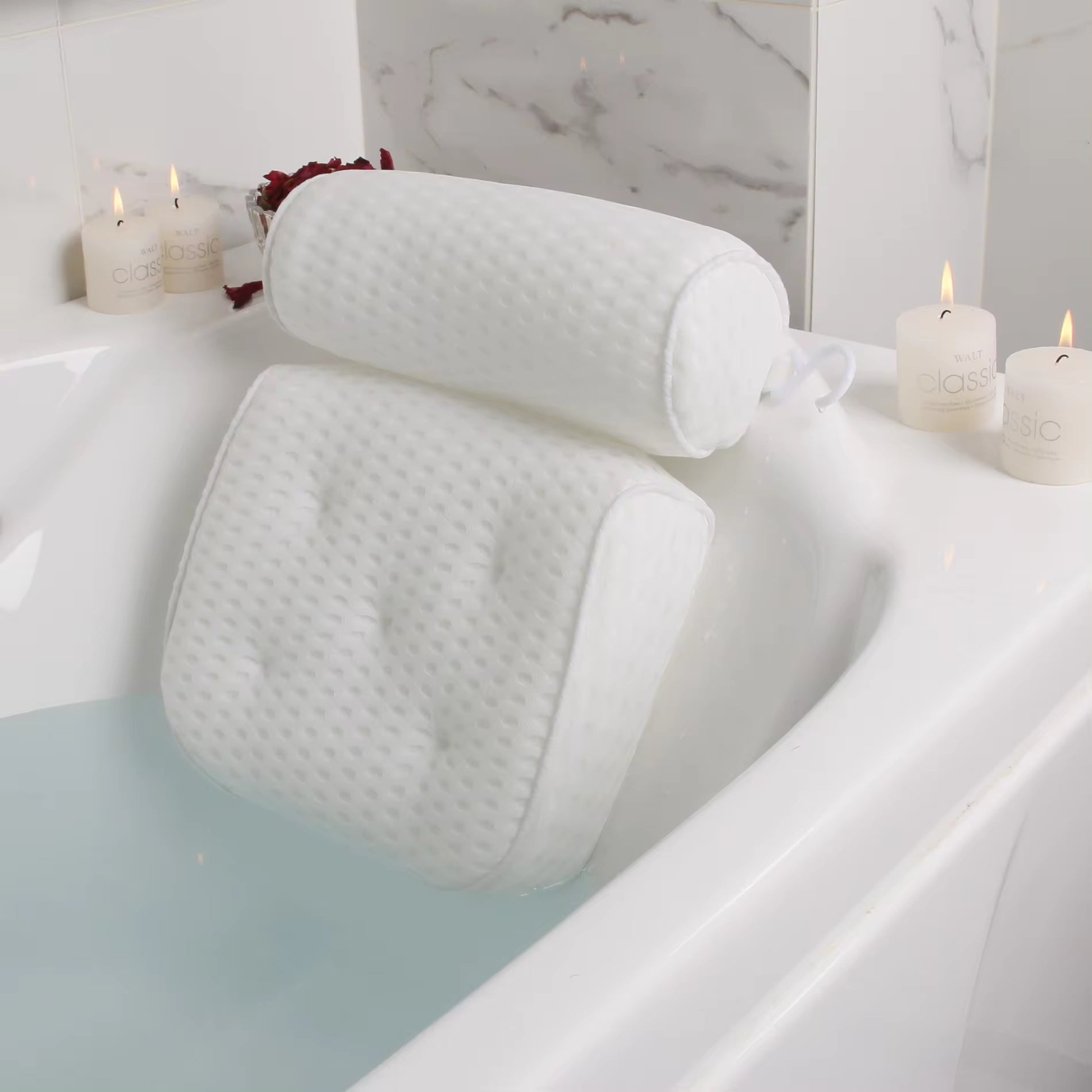 Luxevo Soaking Tub Pillow | Ergonomic 3D Mesh, Non-Slip Design