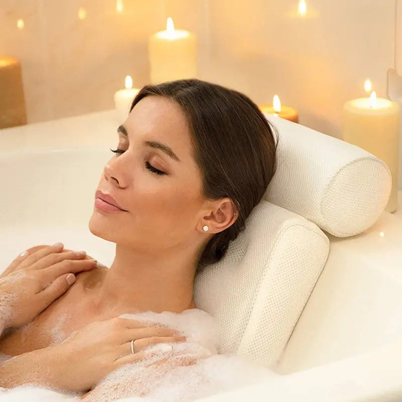 Luxevo Soaking Tub Pillow | Ergonomic 3D Mesh, Non-Slip Design