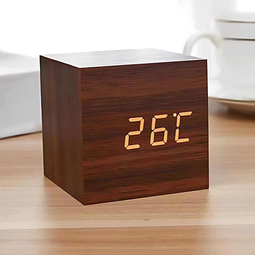 Mira Cube Alarm Clock | LED Display, Multifunctional Digital Timekeeper
