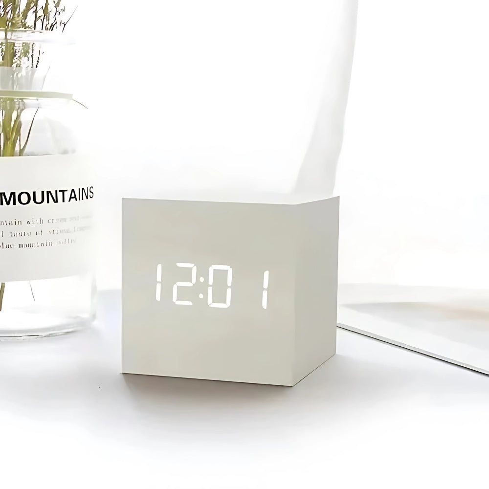 Mira Cube Alarm Clock | LED Display, Multifunctional Digital Timekeeper