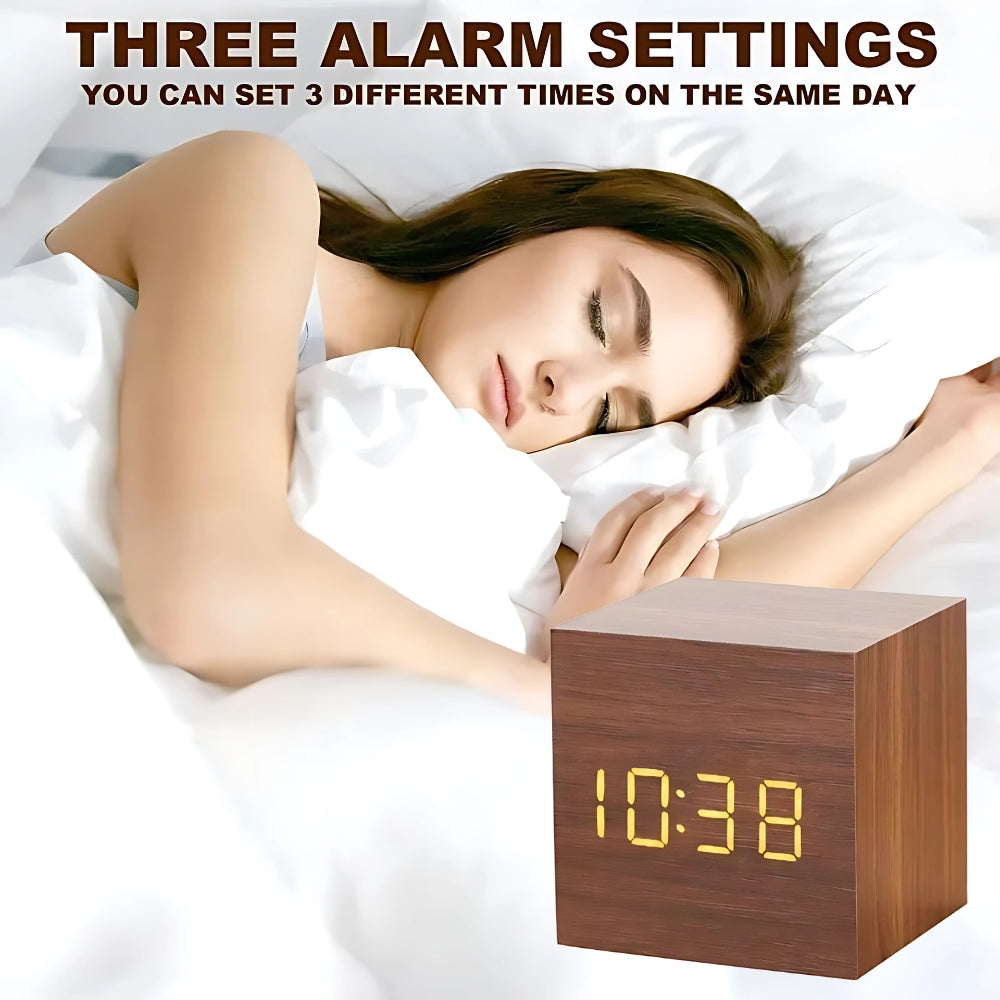 Mira Cube Alarm Clock | LED Display, Multifunctional Digital Timekeeper