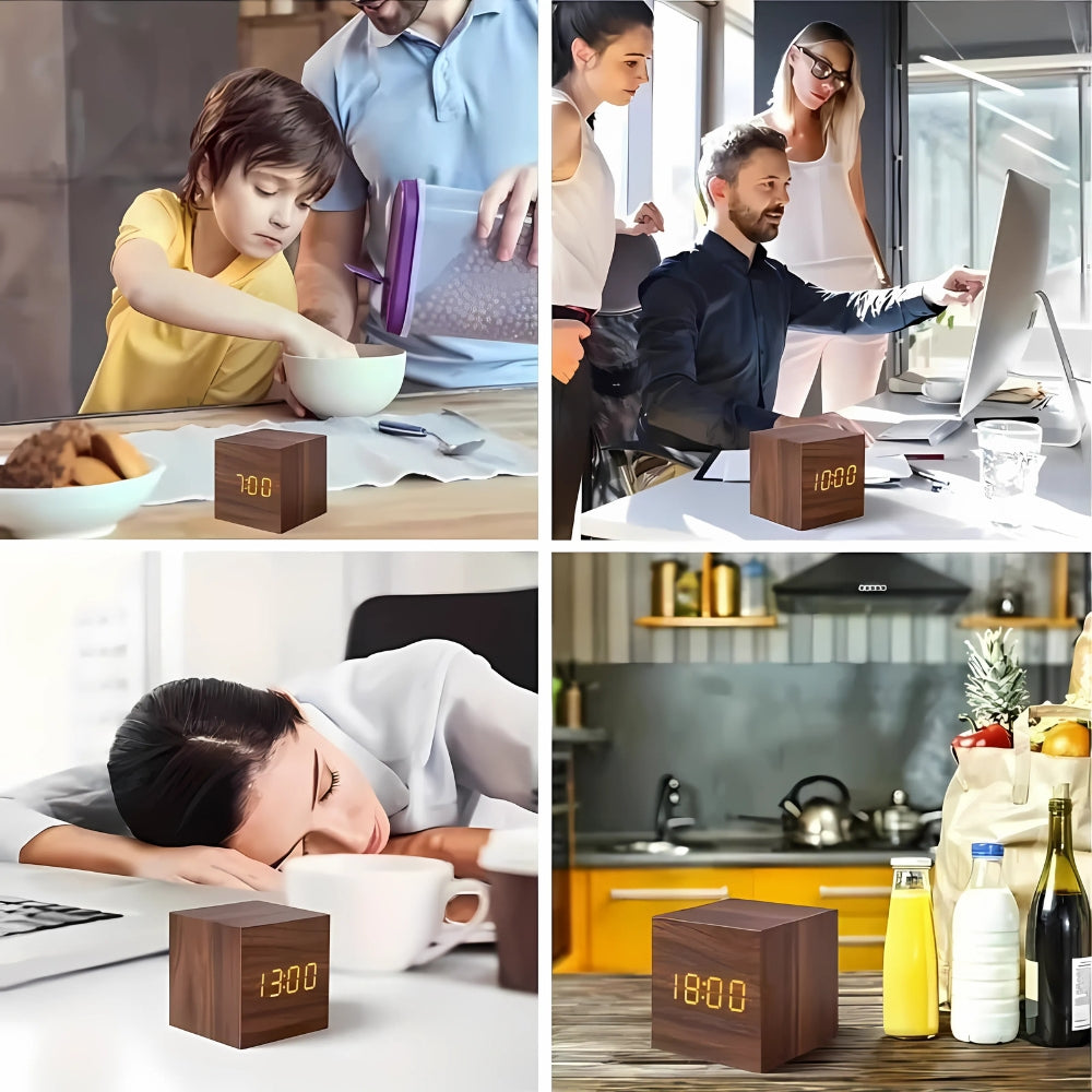 Mira Cube Alarm Clock | LED Display, Multifunctional Digital Timekeeper
