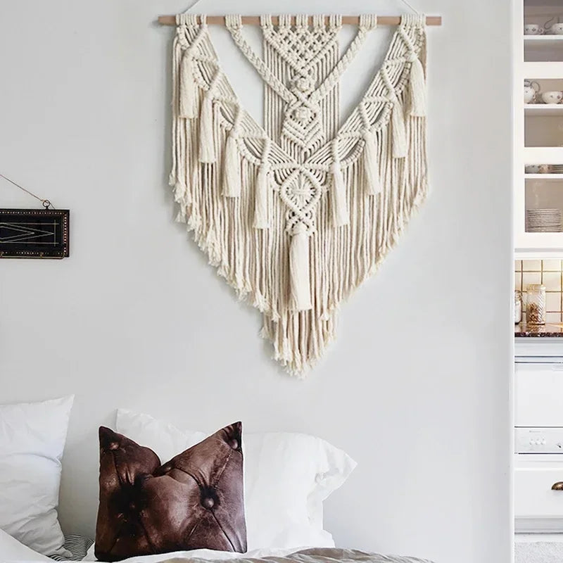 Mira Macrame Wall Hanging | Hand-Woven Cotton Rope, Geometric Wall Art Decor