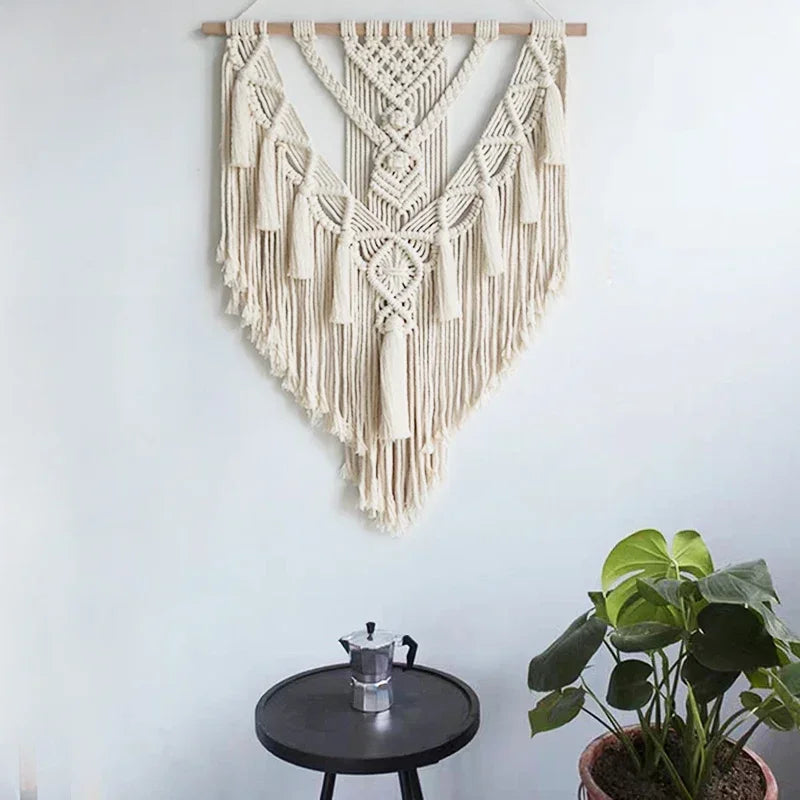 Mira Macrame Wall Hanging | Hand-Woven Cotton Rope, Geometric Wall Art Decor