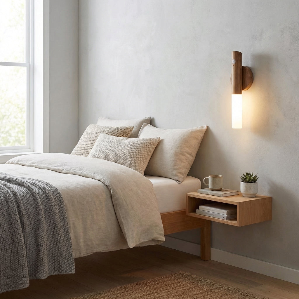 Mira Motion Sensor Night Light | LED, Rechargeable, Walnut Wood Grain