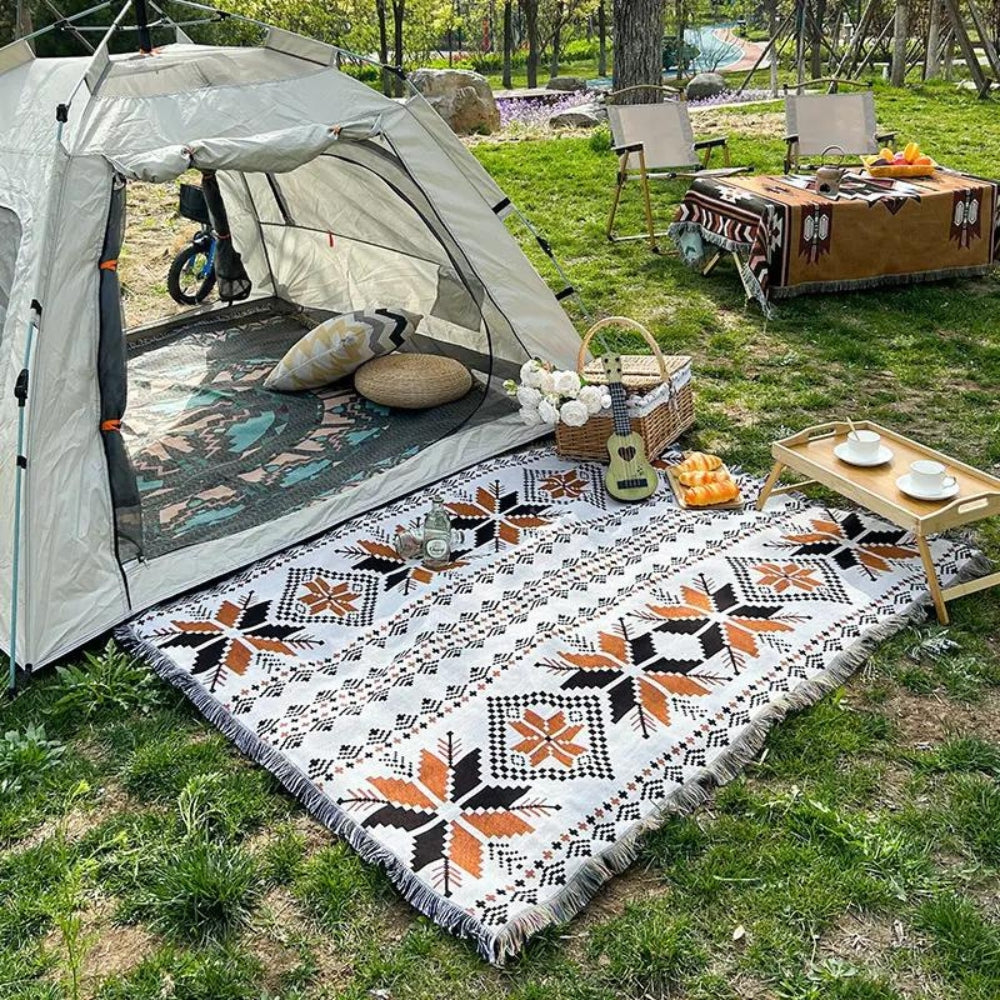 Mira Picnic Mat | Moroccan Boho Pattern, Soft Microfiber Blend