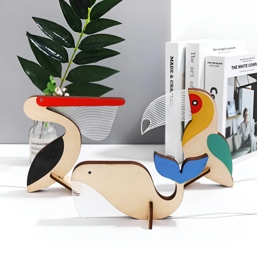Nero Wooden Table Lamp | LED Warm White, Sculptural Design for Bedside or Desk