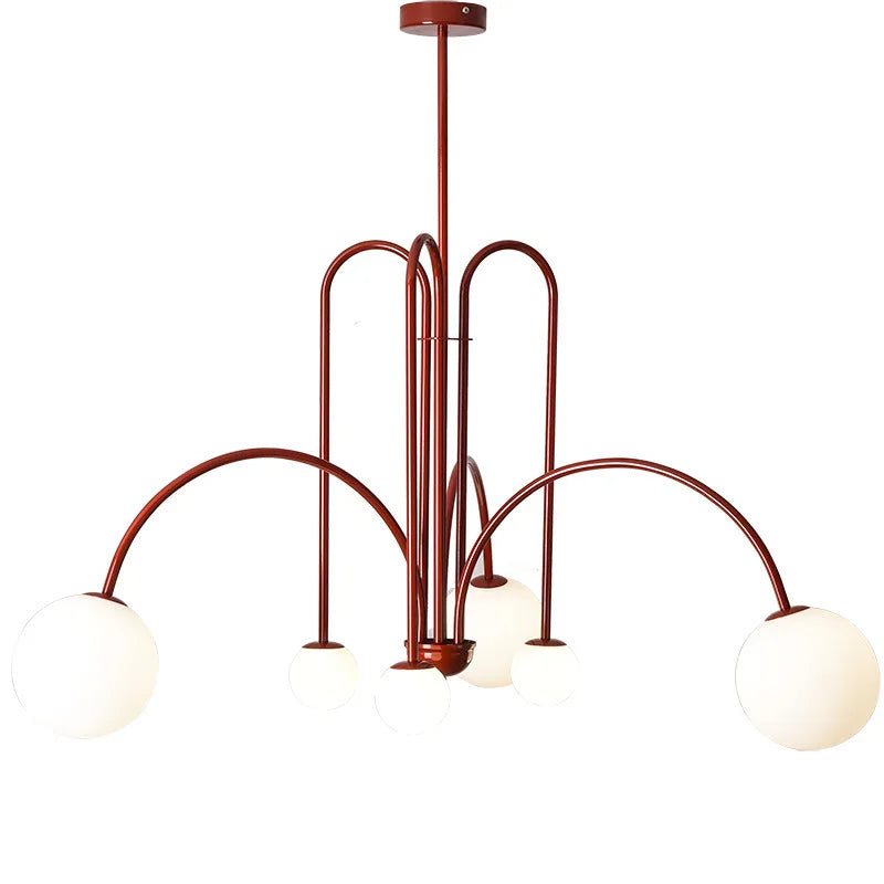 Nexa Modern Chandelier | Swoop-Arm, Frosted Glass, Black