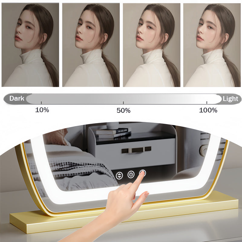 Olina Vanity Mirror | LED Strip, Adjustable Brightness, 360° Rotation