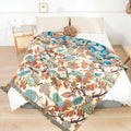 Olive Cotton Blanket | Lightweight, Ornamental Floral Design