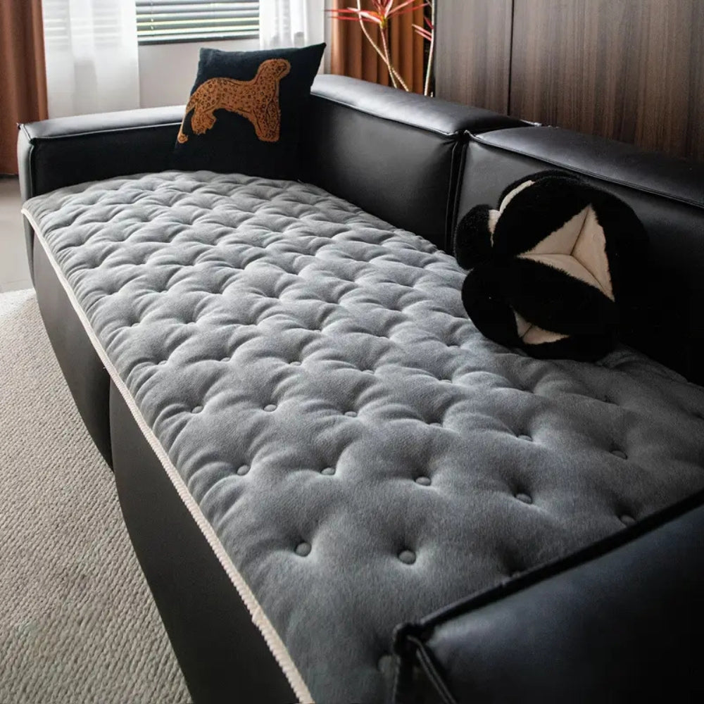 Plush Button Sofa Cover | Soft Microfiber, Stylish Protection for Pets 0